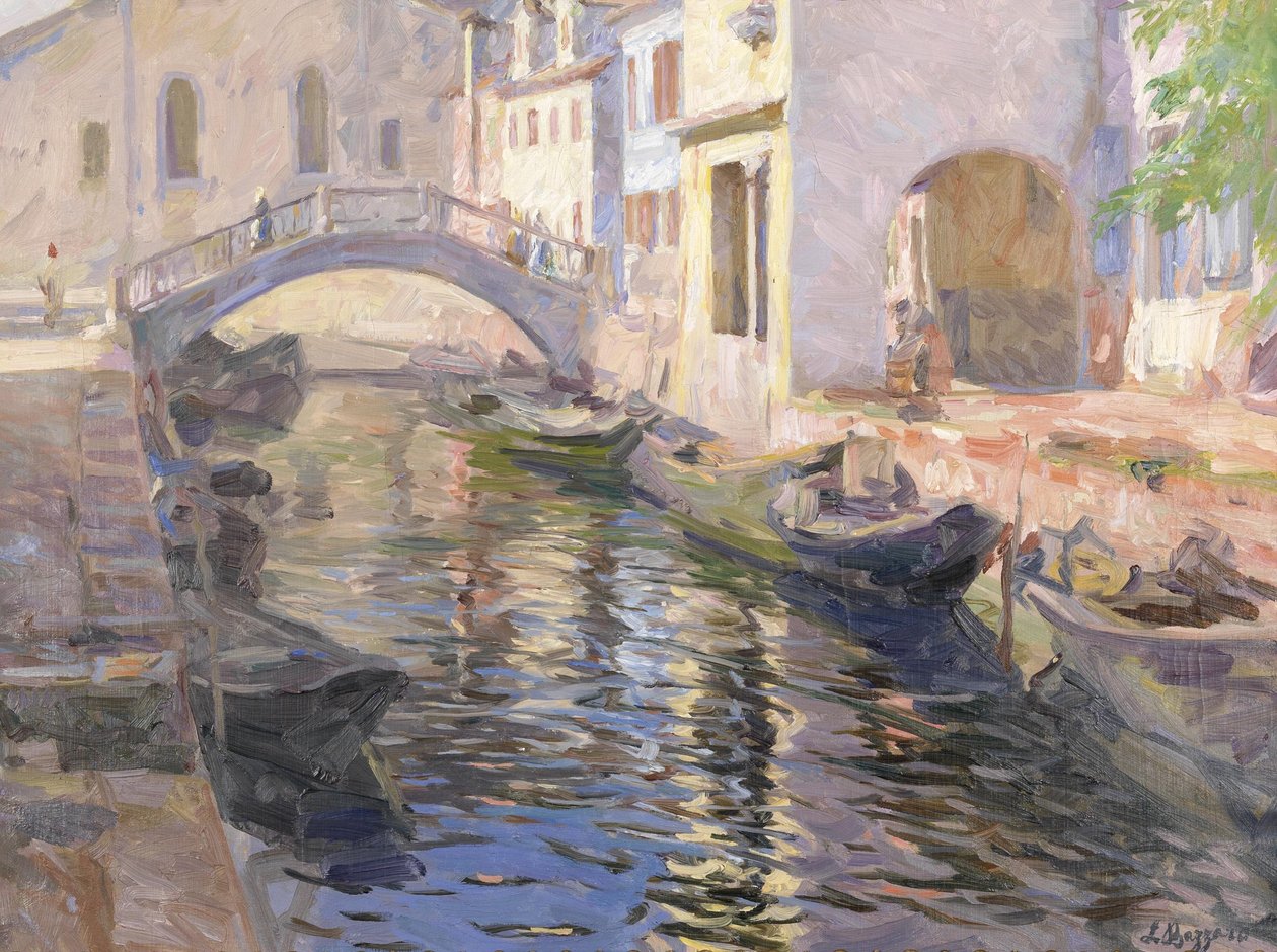 Kanal i Venezia av Leonardo Bazzaro