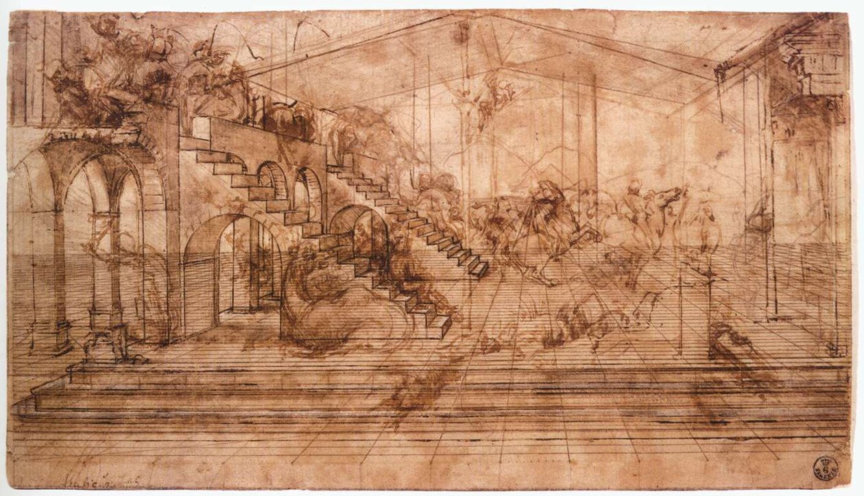 Perspektivstudie av The Adoration of the Magi Beskrivelse LEONARDO da Vinci Perspectival study of the Adoration of the Magi av Leonardo da Vinci