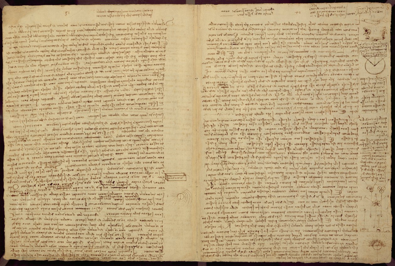 En side fra Codex Leicester, 1508-12 (sepia blekk på linpapir) av Leonardo da Vinci