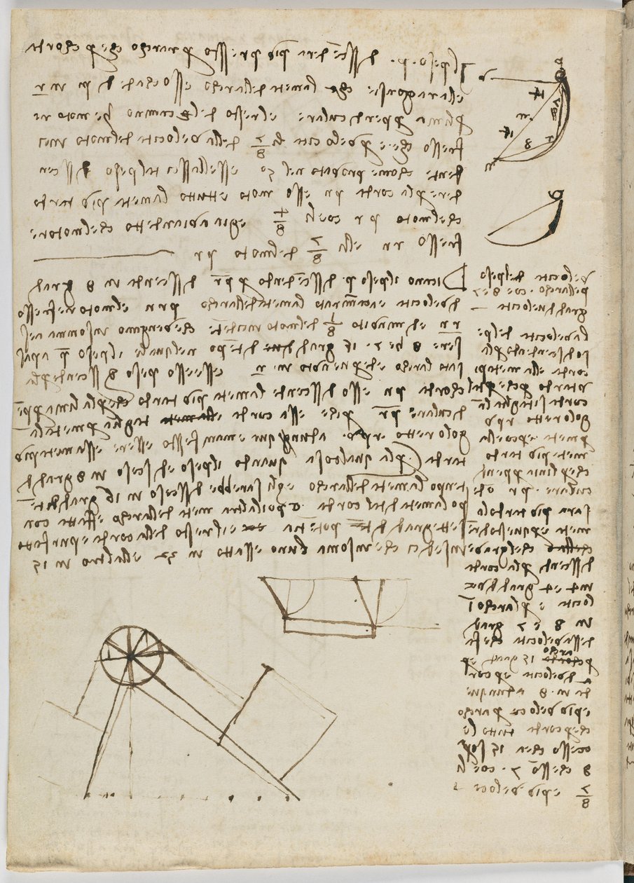 Fuglers flykode, c. 1505-06, papirmanuskript, cc. 18, ark 1 vers av Leonardo da Vinci