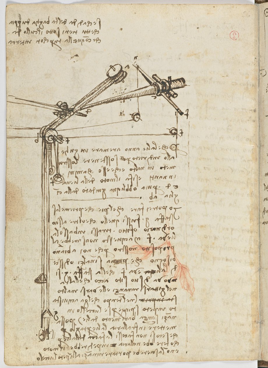 Fuglers flykode, c. 1505-06, papirmanuskript, cc. 18, ark 16 verso av Leonardo da Vinci