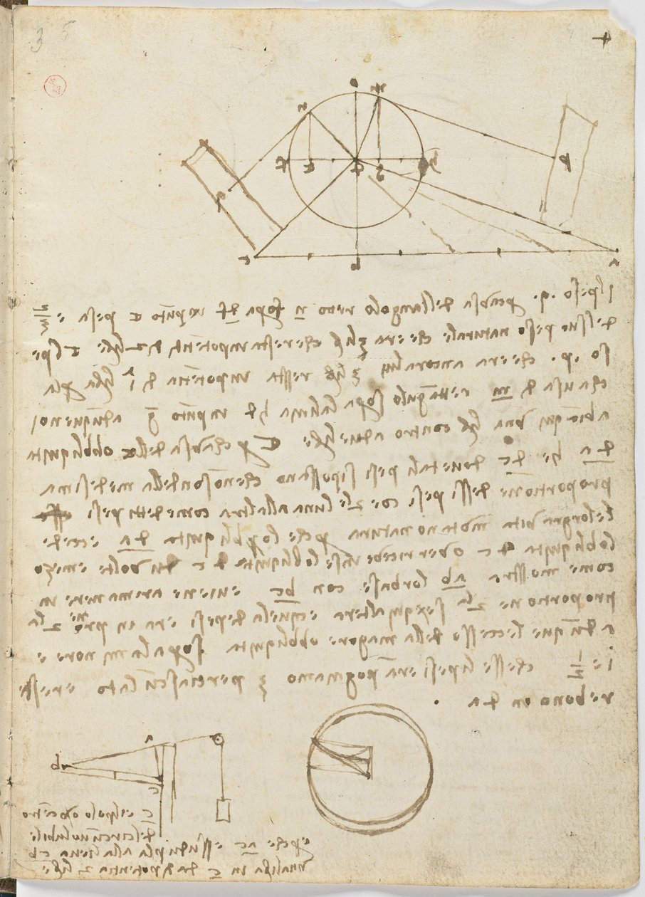 Fuglers flykode, c. 1505-06, papirmanuskript, cc. 18, ark 4 recto av Leonardo da Vinci