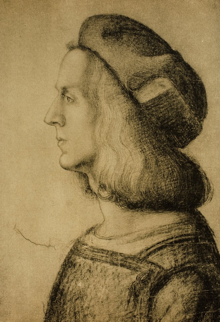 Byste av en mann i profil, tegning av Leonardo da Vinci. Cabinet of Drawings and Prints, Uffizi Gallery, Firenze av Leonardo da Vinci