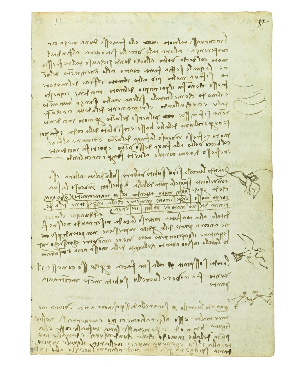 Codex on the flight of birds, Folio 12 recto av Leonardo da Vinci