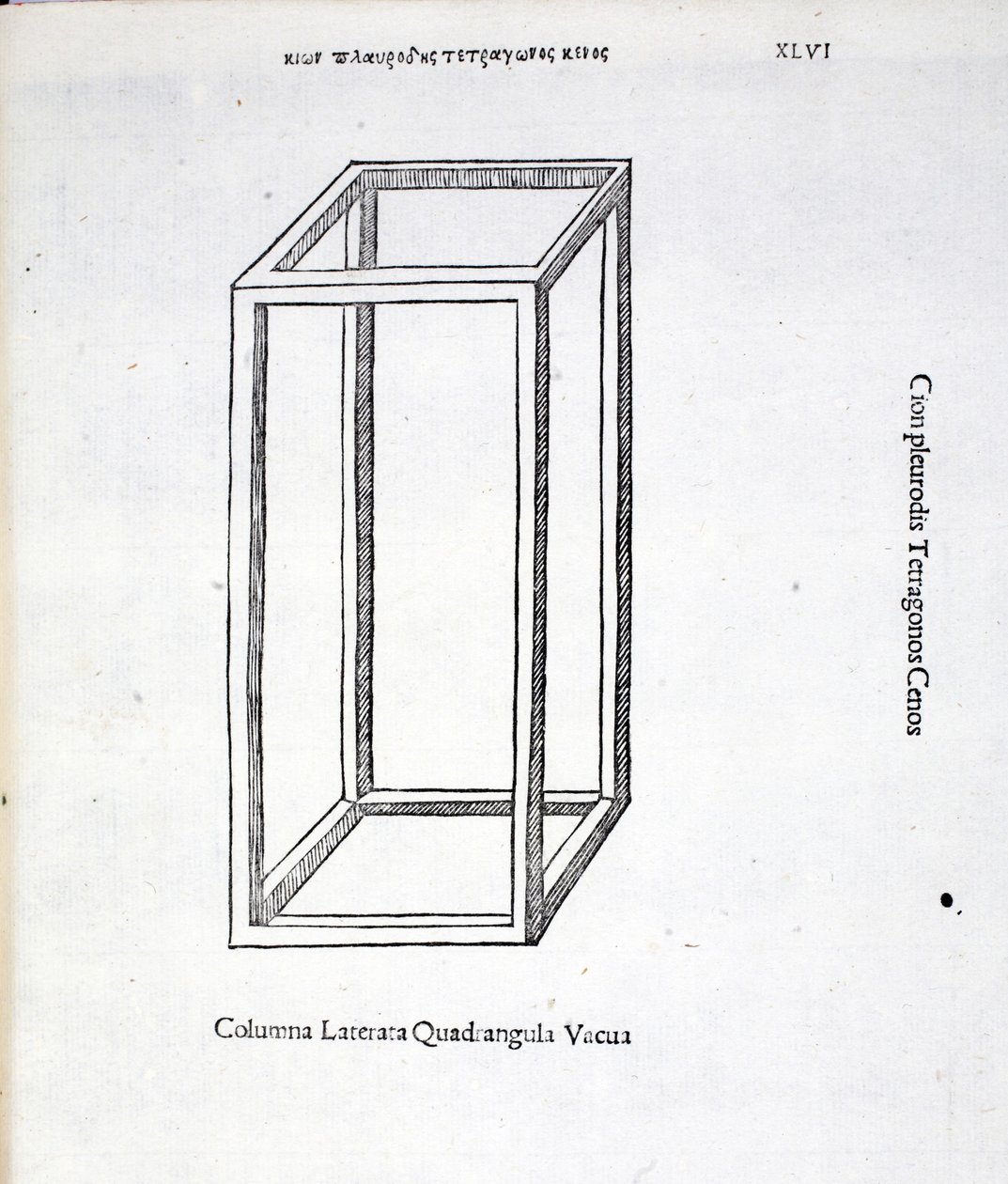 The Empty Lateral Column, illustrasjon fra 'Divine Proportion' av Luca Pacioli (ca. 1445-1517), opprinnelig pub. Venezia, 1509 av Leonardo da Vinci