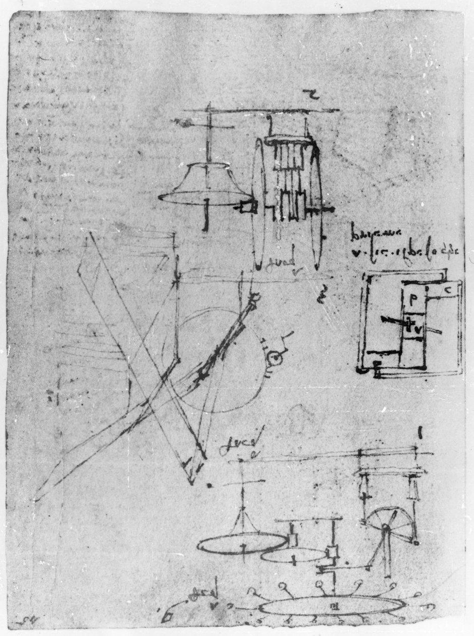 Fol. 45r, fra Codex Forster III, 1480-1494 (penn og blekk på papir) av Leonardo da Vinci