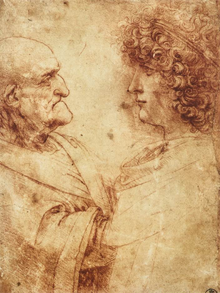 Hoder til en gammel mann og en ungdom av Leonardo da Vinci
