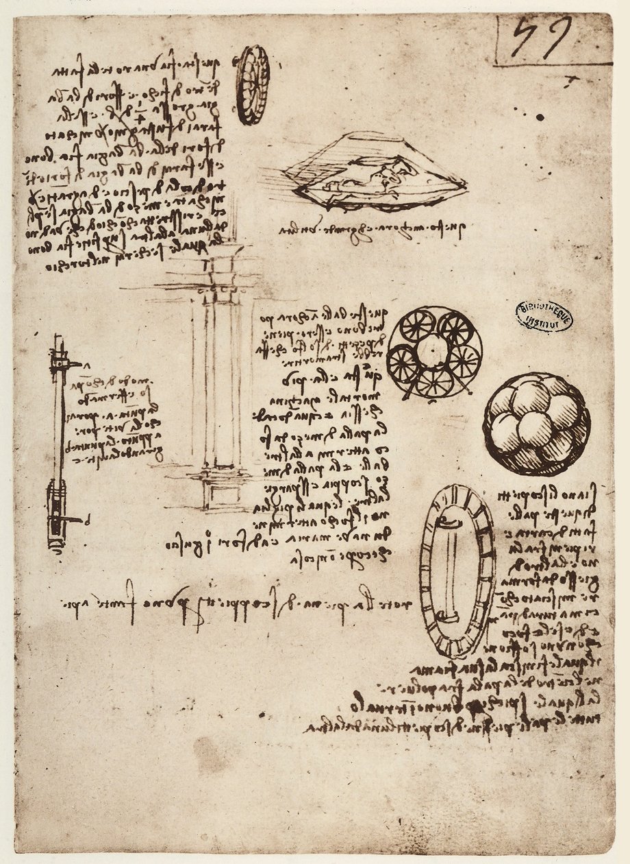 MS B 2173 f.59r, studie av militære våpen, 1488-90 av Leonardo da Vinci