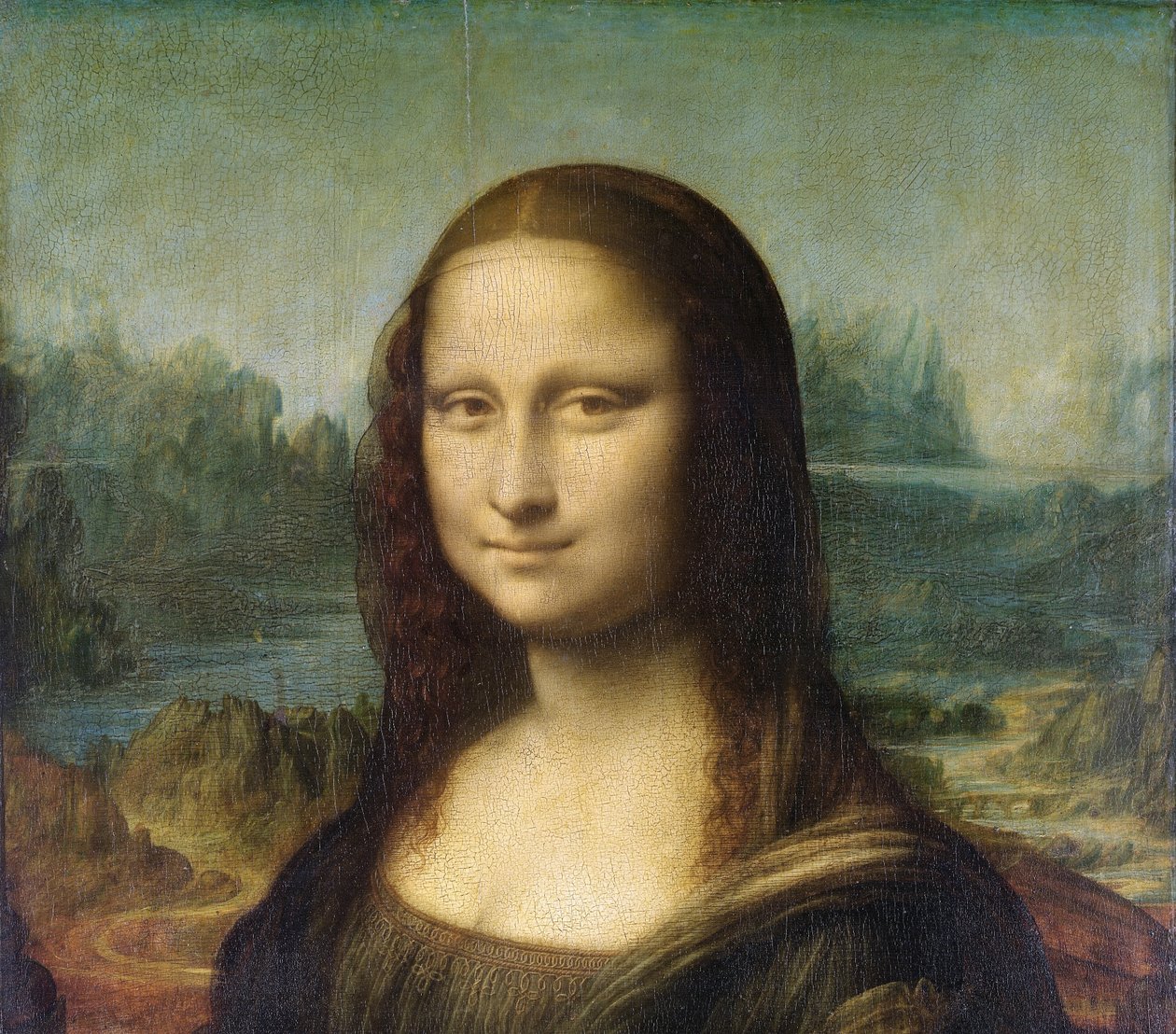 Mona Lisa, ca. 1503-6 (detalj av 3179) av Leonardo da Vinci