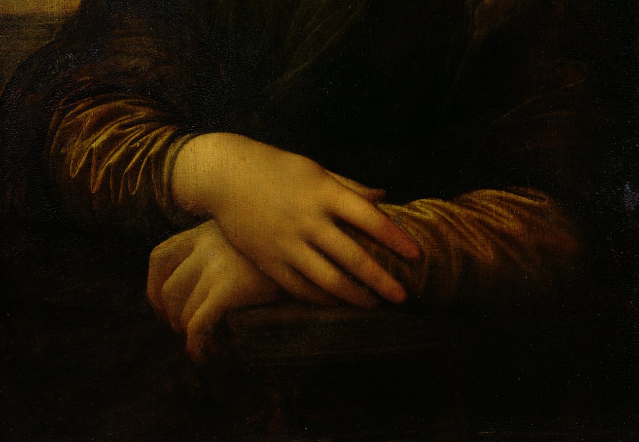 Mona Lisa, detalj av hendene hennes, ca. 1503-06 av Leonardo da Vinci