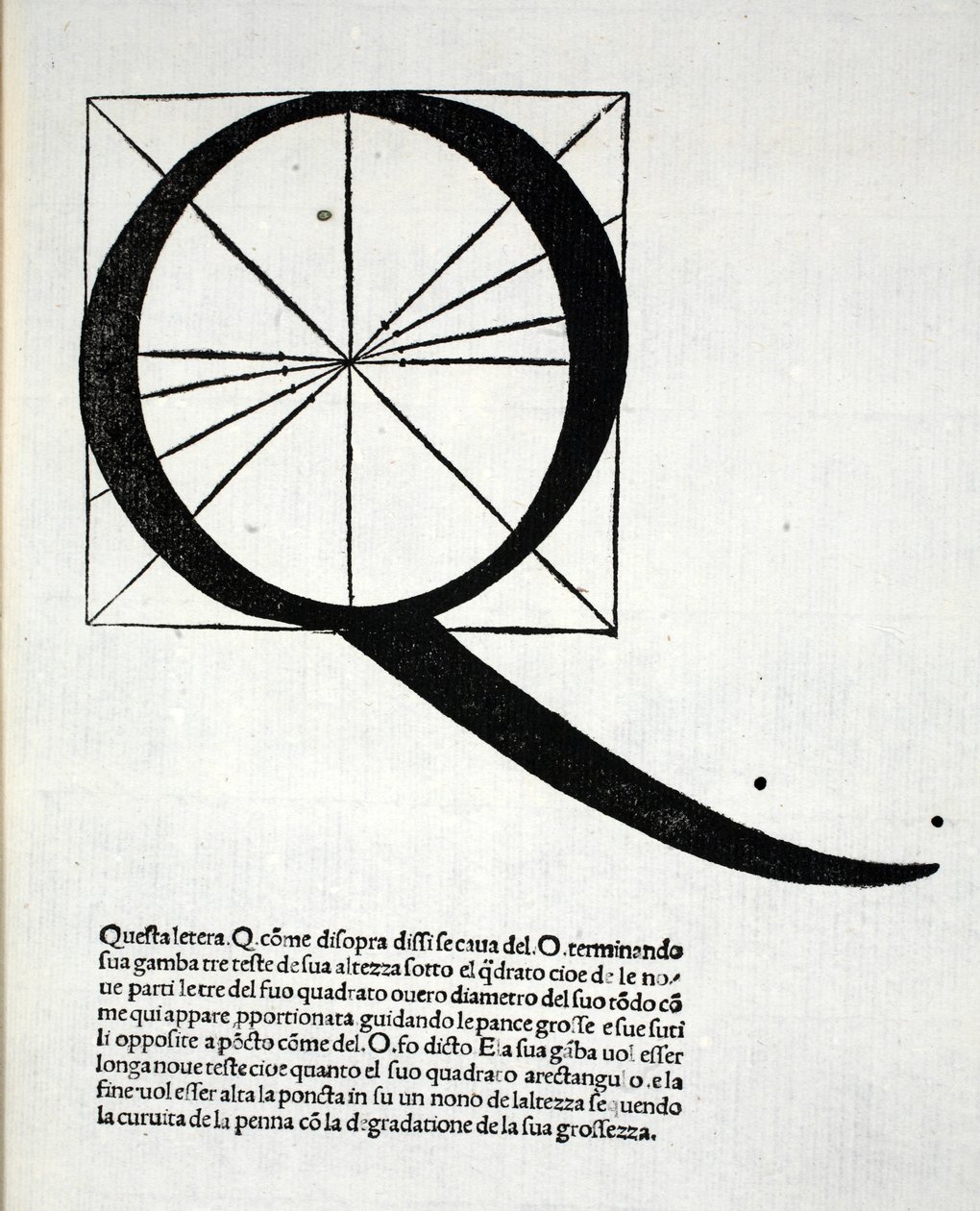 Q, illustrasjon fra 'Divina Proportione' av Luca Pacioli (ca. 1445-1517), opprinnelig pub. Venezia, 1509 av Leonardo da Vinci