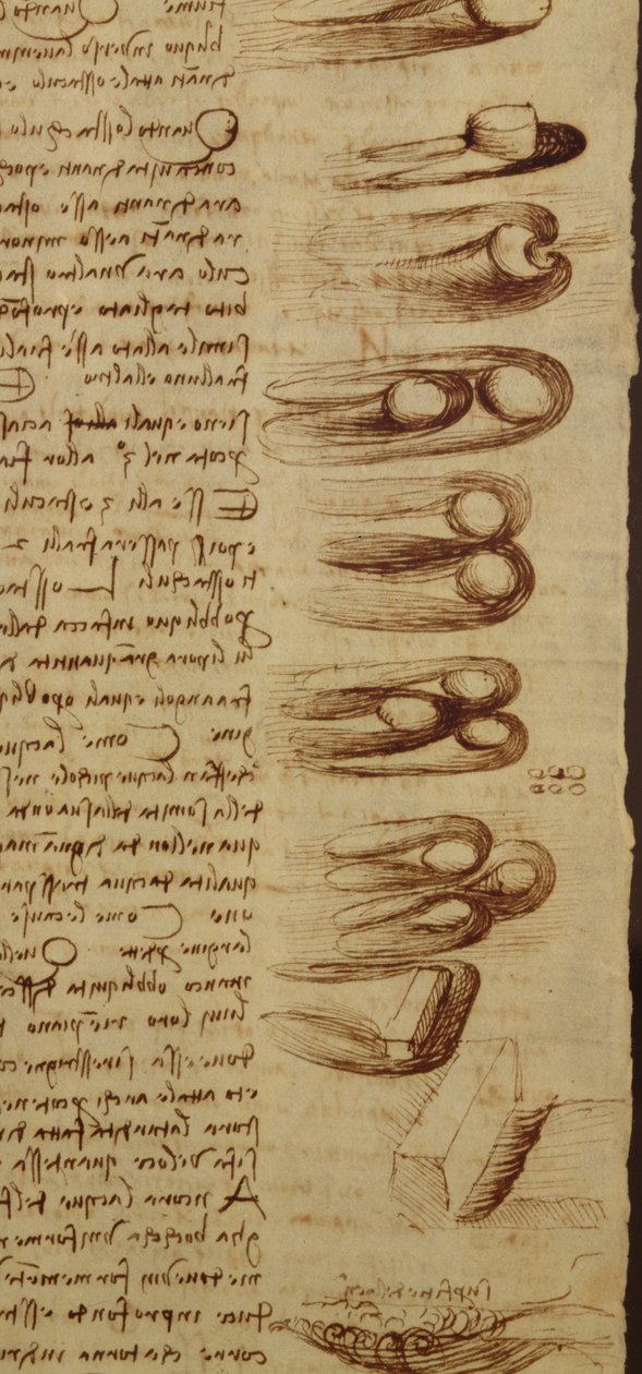 Vitenskapelige diagrammer, fra Codex Leicester, 1508-12 sepia blekk på linpapir detalj av 240120 av Leonardo da Vinci