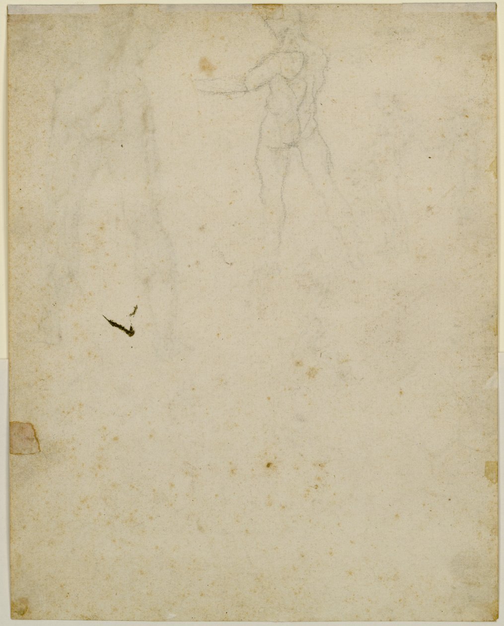 Skisse av den sentrale figuren på recto, sett fra venstre av Leonardo da Vinci