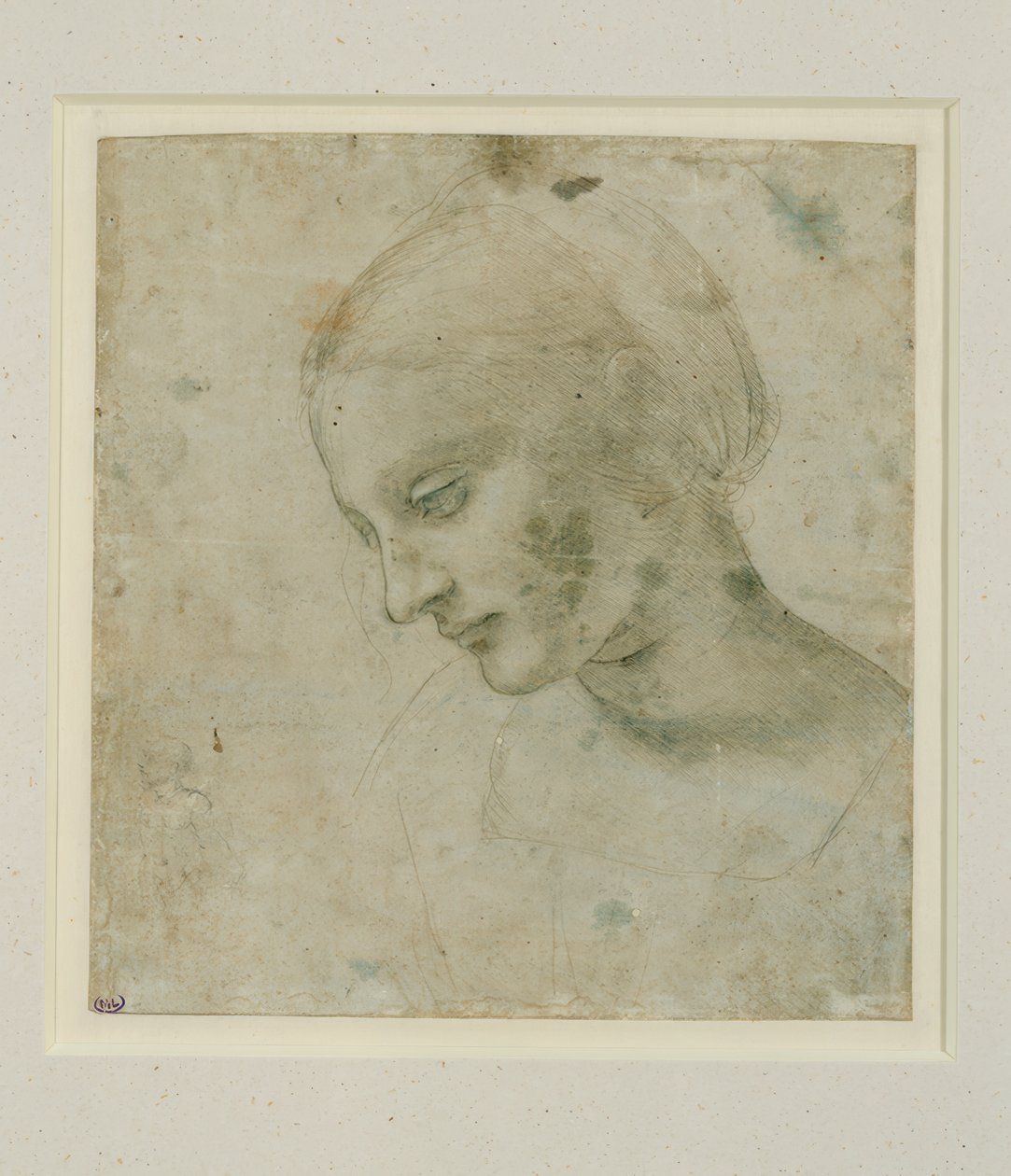 Studie av et kvinnelig hode i omtrentlig profil av Leonardo da Vinci