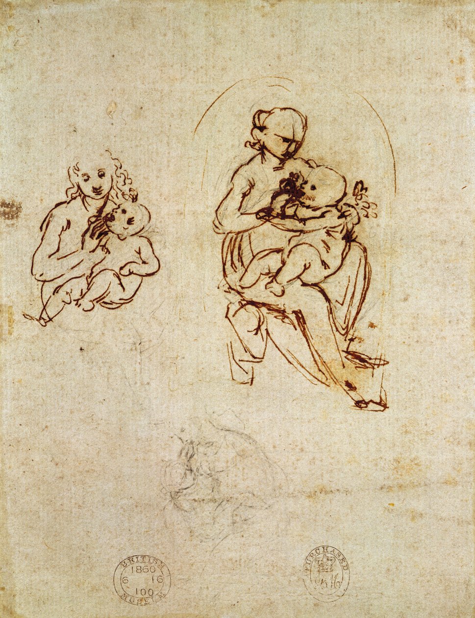 Study for the Virgin and Child, ca. 1478-1480 (blekk og blyant på papir) av Leonardo da Vinci