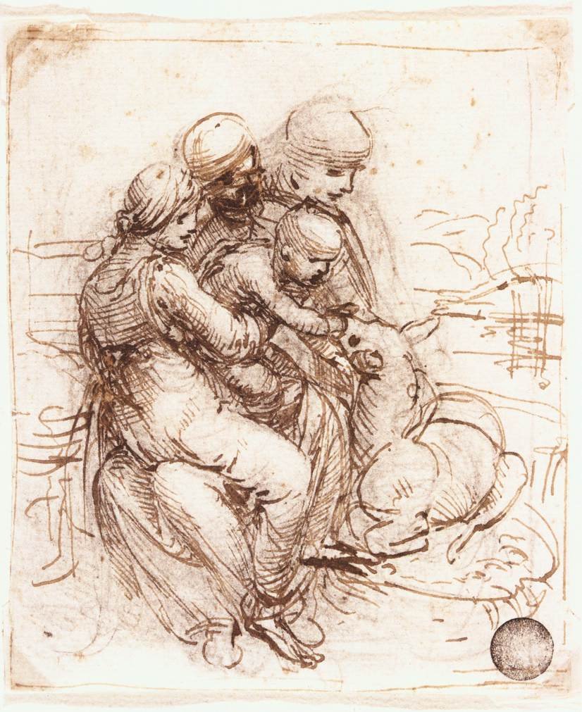 Studie av St. Anne av Leonardo da Vinci