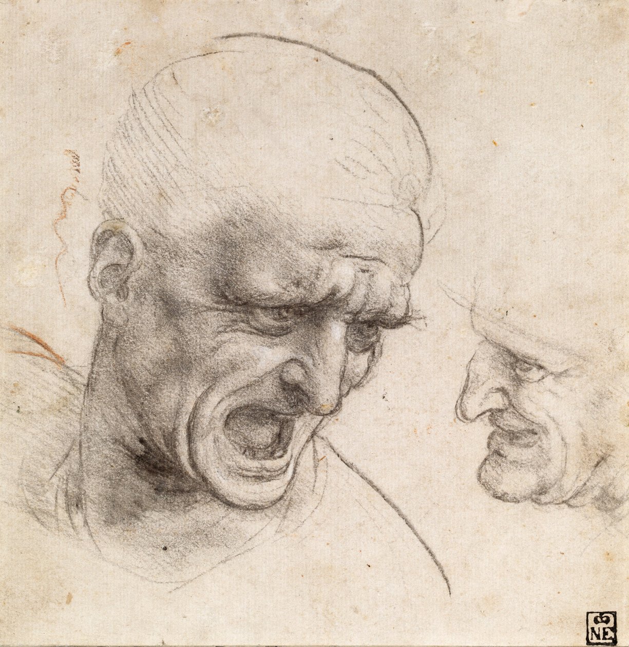 Studie av to krigerehoder for slaget ved Anghiari av Leonardo da Vinci