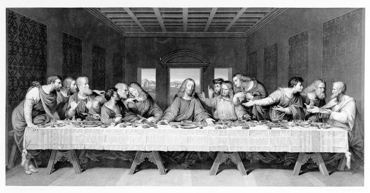 The Last Supper, gravert av Frederick Bacon, 1863 av Leonardo da Vinci