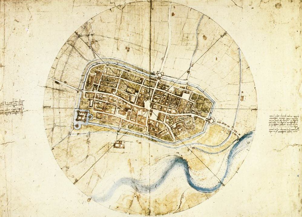 Byplan for Imola av Leonardo da Vinci