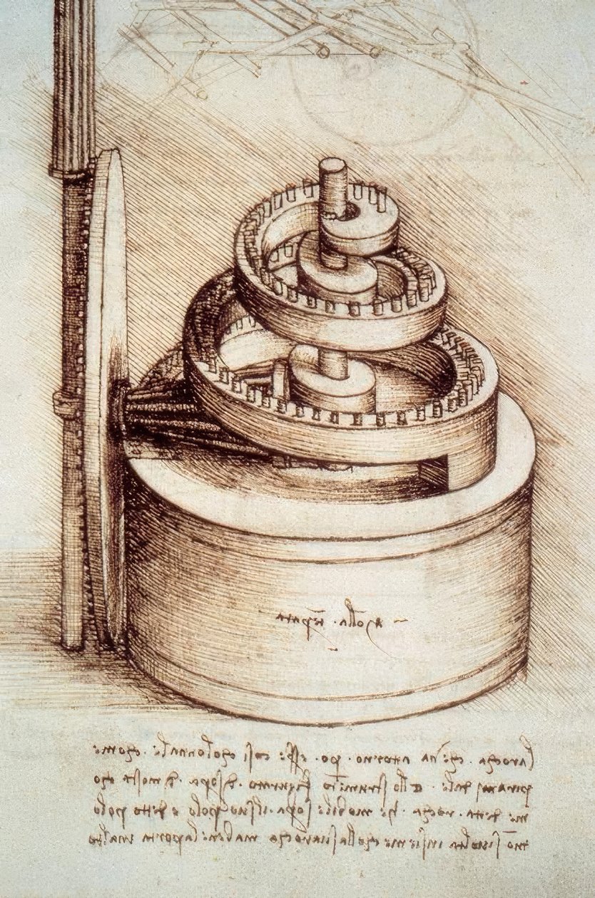 Hovedfjær av en klokke av Leonardo da Vinci