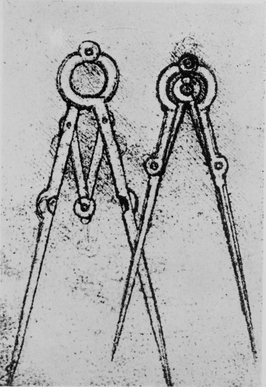 To typer kompass med justerbar åpning, fol. 108v fra Paris Manuscript H, 1493-4 av Leonardo da Vinci