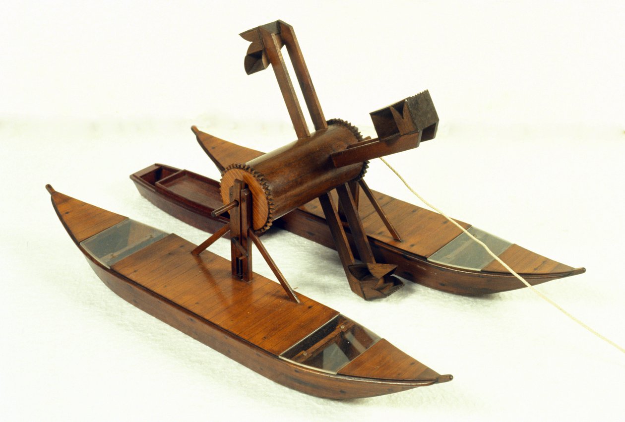 Lagunedregg, modell etter tegning av Leonard de Vinci (Leonardo da Vinci) (1452 - 1519). Museum for vitenskap og teknologi, Milano. av Leonardo da (after) Vinci