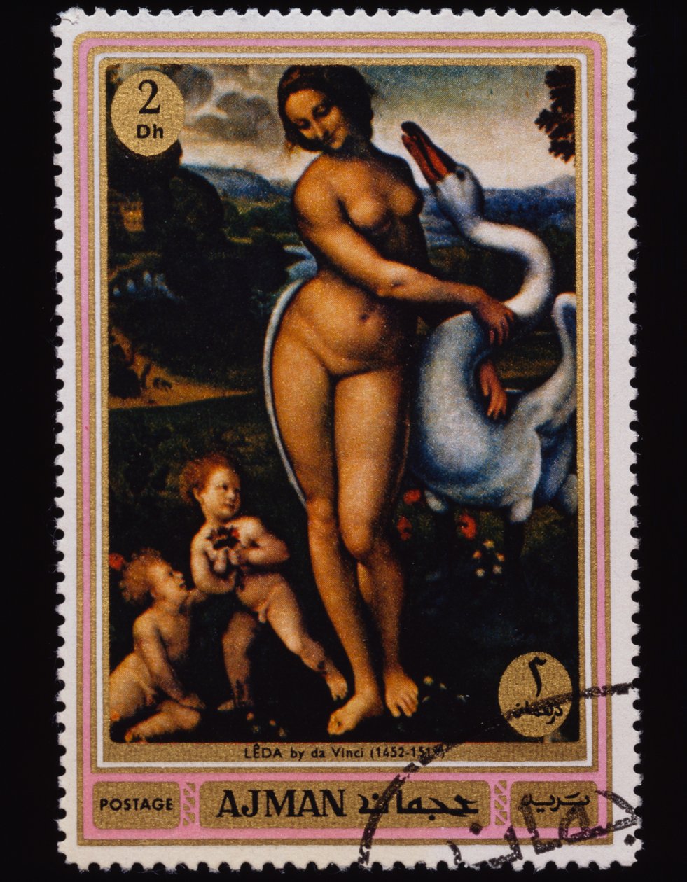 Frimerke Serien med kjente malerier (nakenbilder). av Leonardo da (after) Vinci