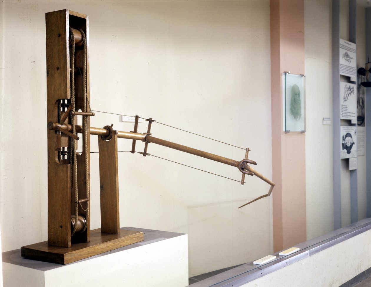 Vinge med variabel helning, modell etter tegning av Leonardo da Vinci (Leonardo da Vinci). Museum for vitenskap og teknologi, Milano. av Leonardo da (after) Vinci