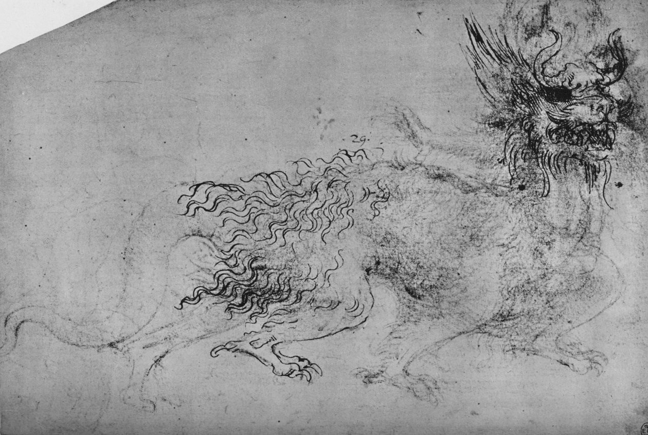 En drage, c1480 1945 av Leonardo da Vinci