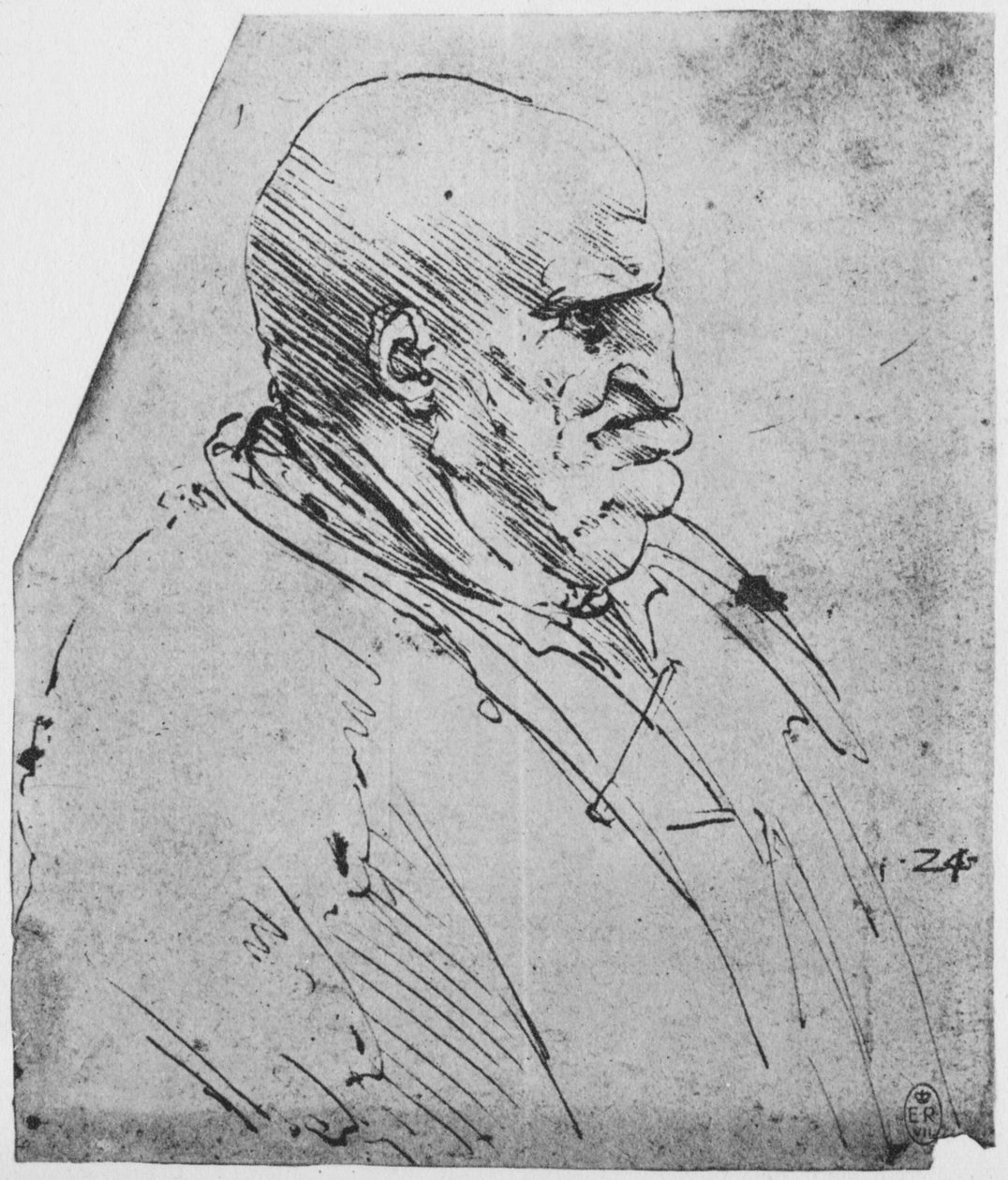 En grotesk profil av en mann til høyre, c1480 1945 av Leonardo da Vinci