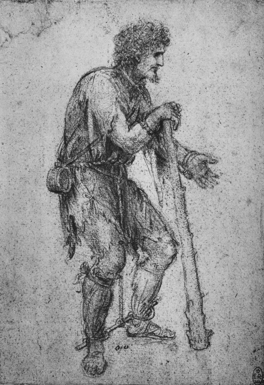 En mann med en kølle og lenkete føtter, c1480 1945 av Leonardo da Vinci
