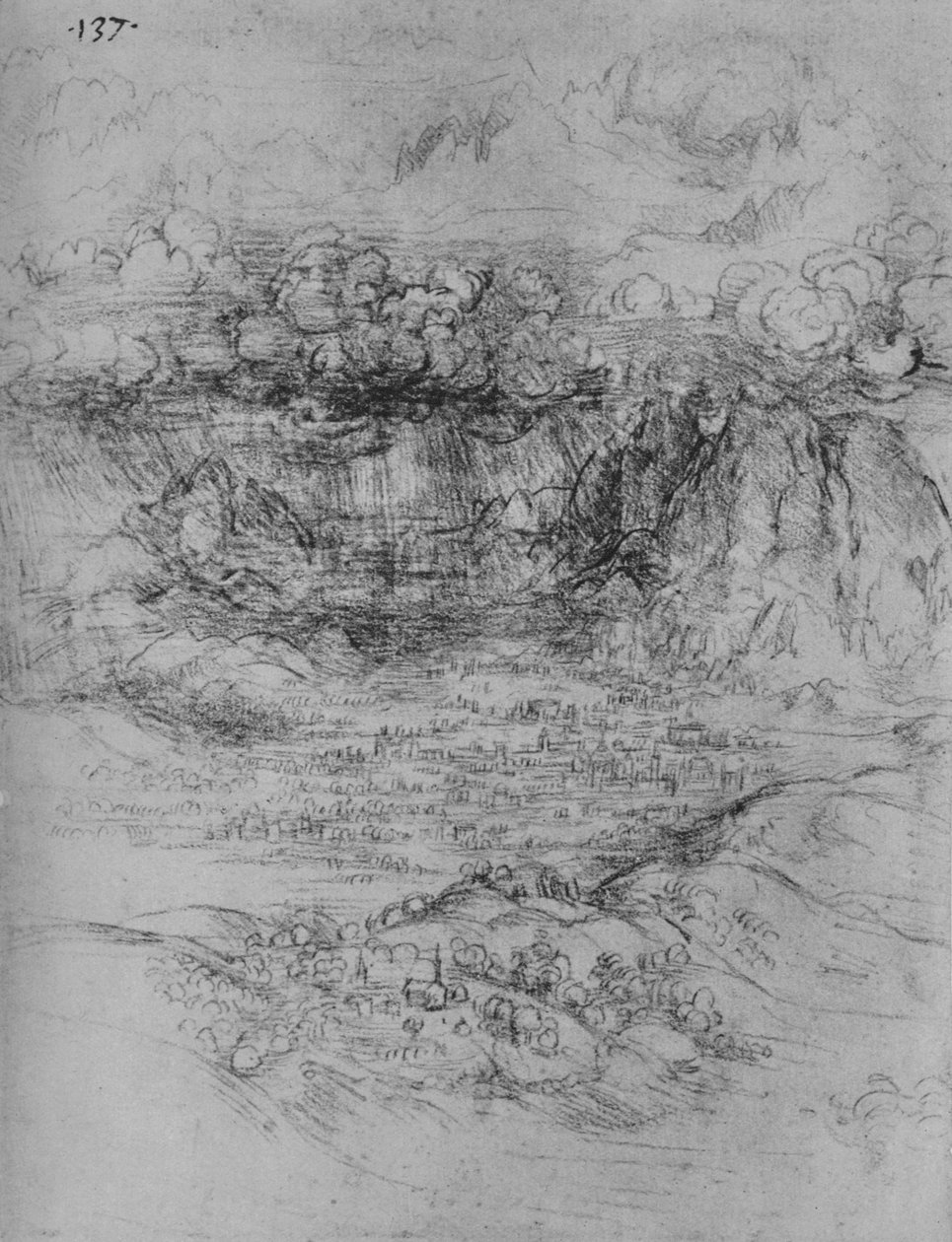 En storm over en alpindal, c1480 1945 av Leonardo da Vinci