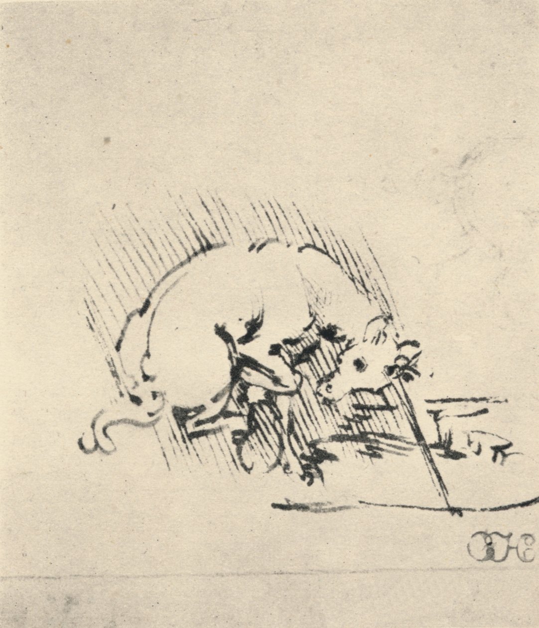 En enhjørning dypper hornet sitt i vannet, c1480 1945 av Leonardo da Vinci