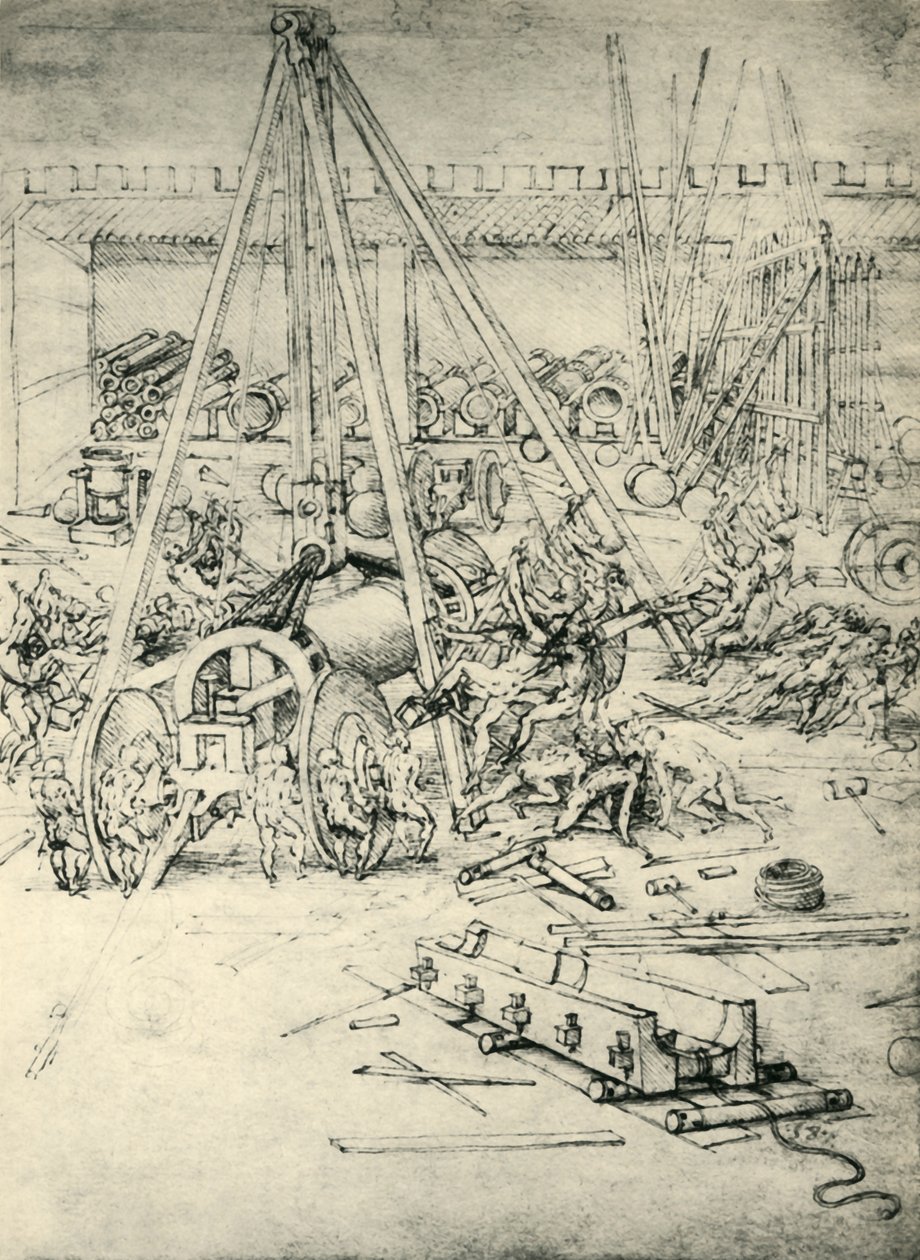 En scene i et arsenal, c1485-1490, 1943. av Leonardo da Vinci