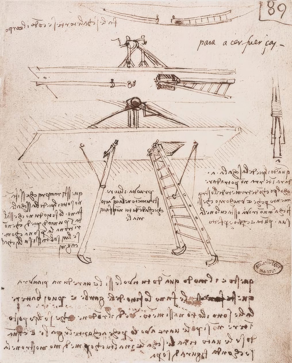 Start- og landingsanordning for en flygende maskin av Leonardo da Vinci