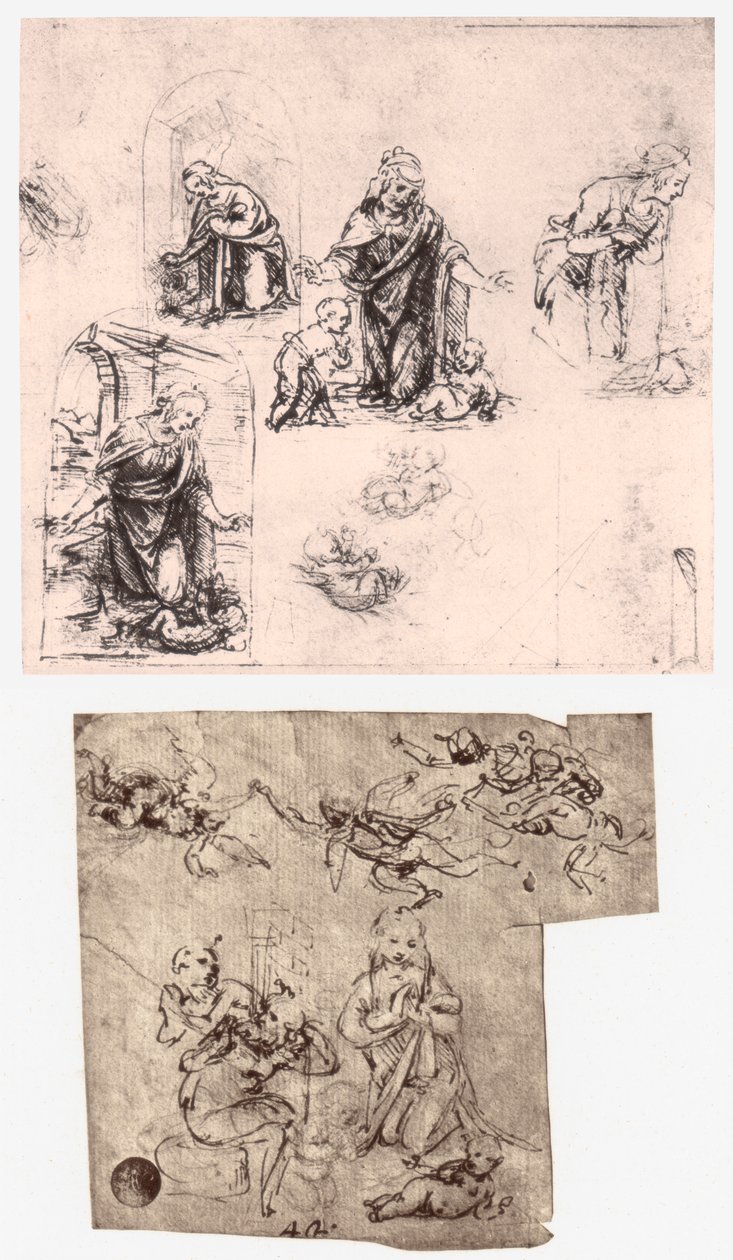 Tilbedelse av barnet, c1483 av Leonardo da Vinci