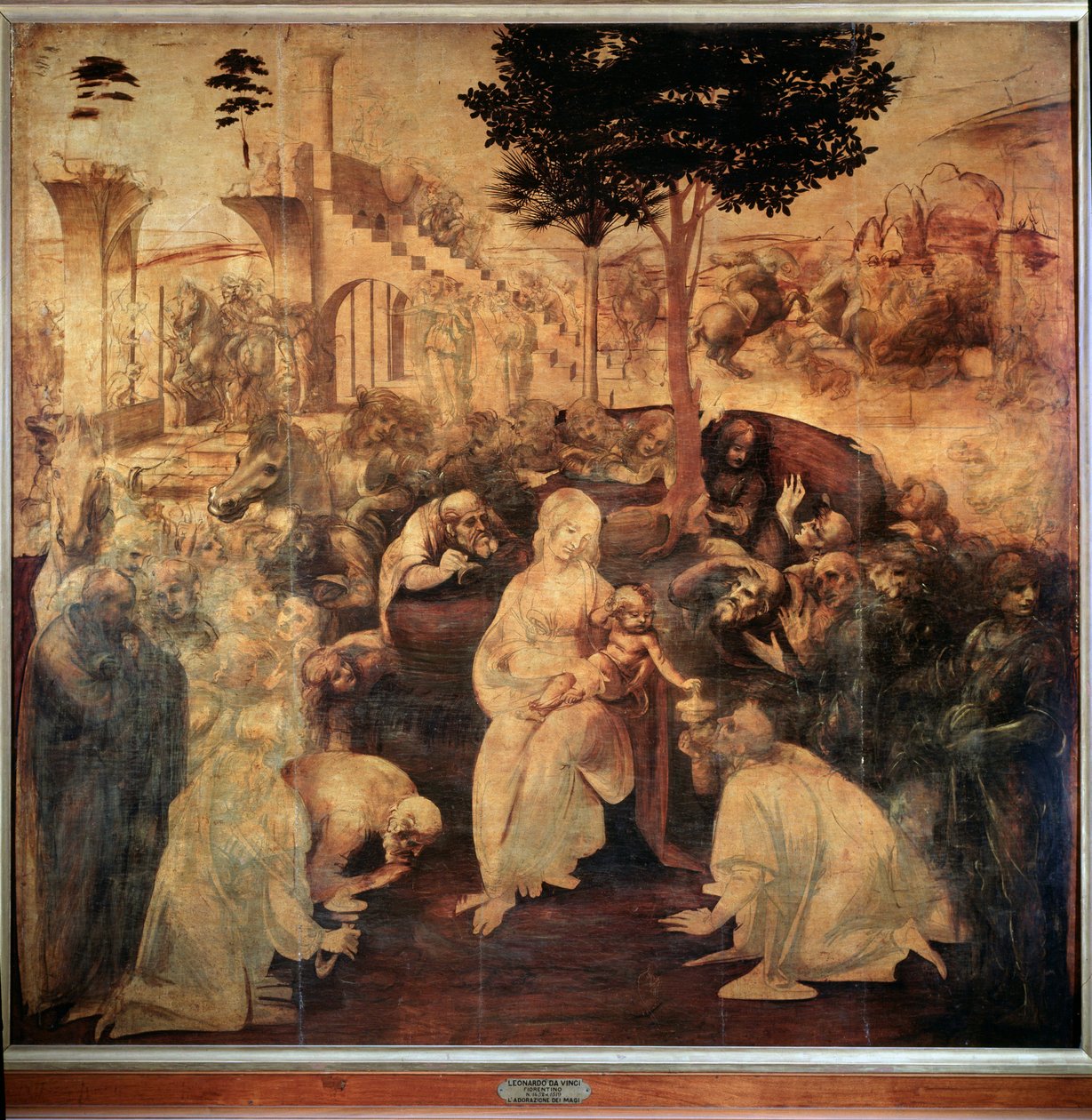 Adoration of the Magi - olje på tre av Leonardo da Vinci