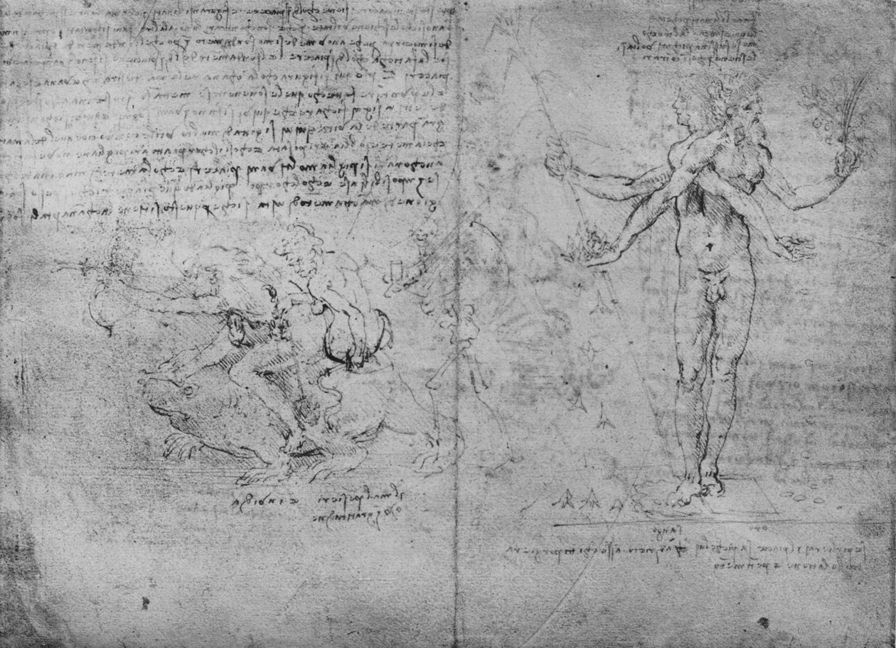 Allegorier of Pleasure and Pain and of Envy, c1480 1945 av Leonardo da Vinci