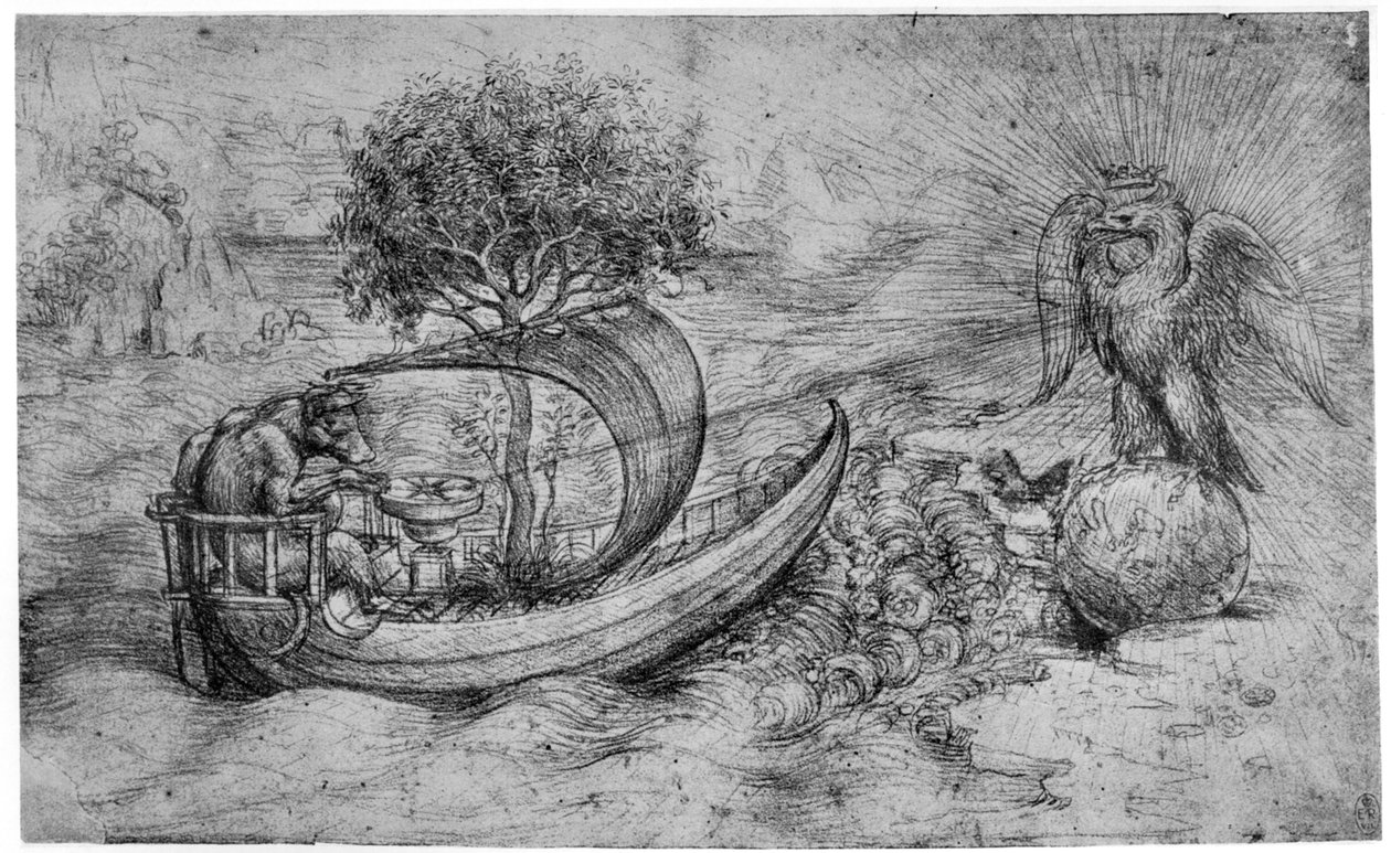 Allegori med ulv og ørn, c1516 1954. av Leonardo da Vinci