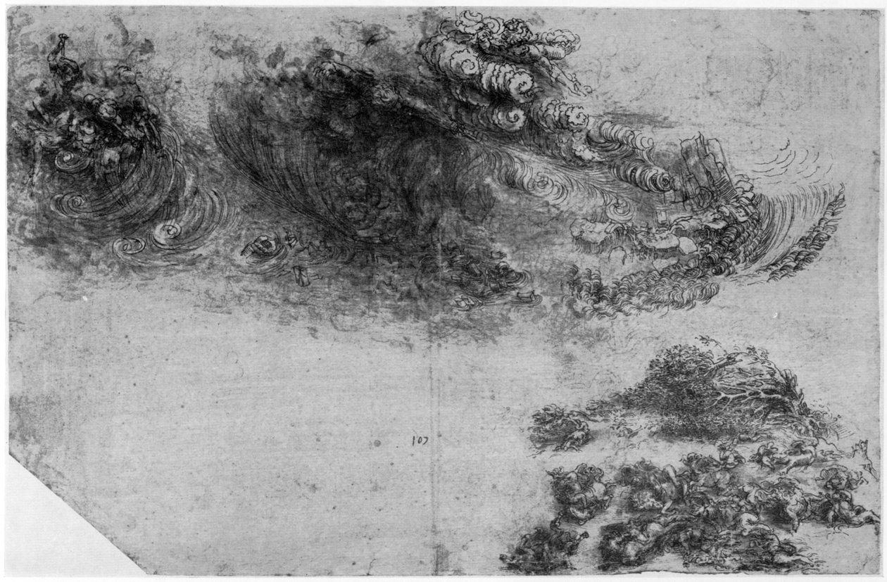 Apokalyptisk storm, sent på 1400- eller tidlig på 1500-tallet 1954 av Leonardo da Vinci