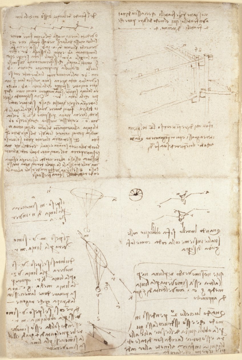 Arundel 263, f.129v, Notater, diagrammer og skisser fra 