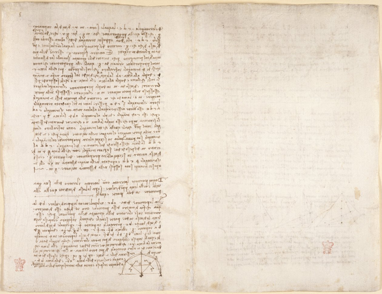 Arundel 263, f.215v, f.218 Notater og diagram fra 