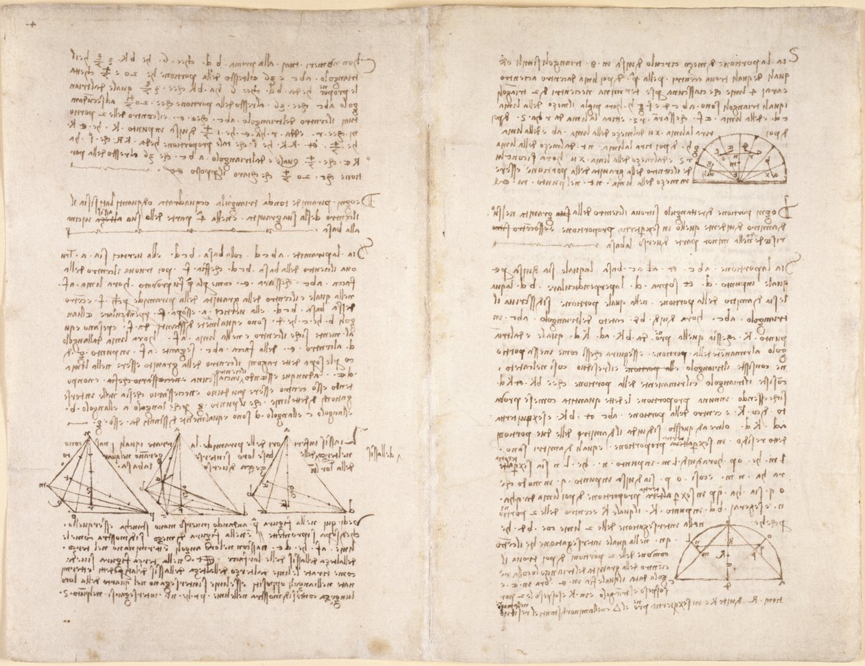 Arundel 263, f.218v, f.215 Notater og diagrammer fra 