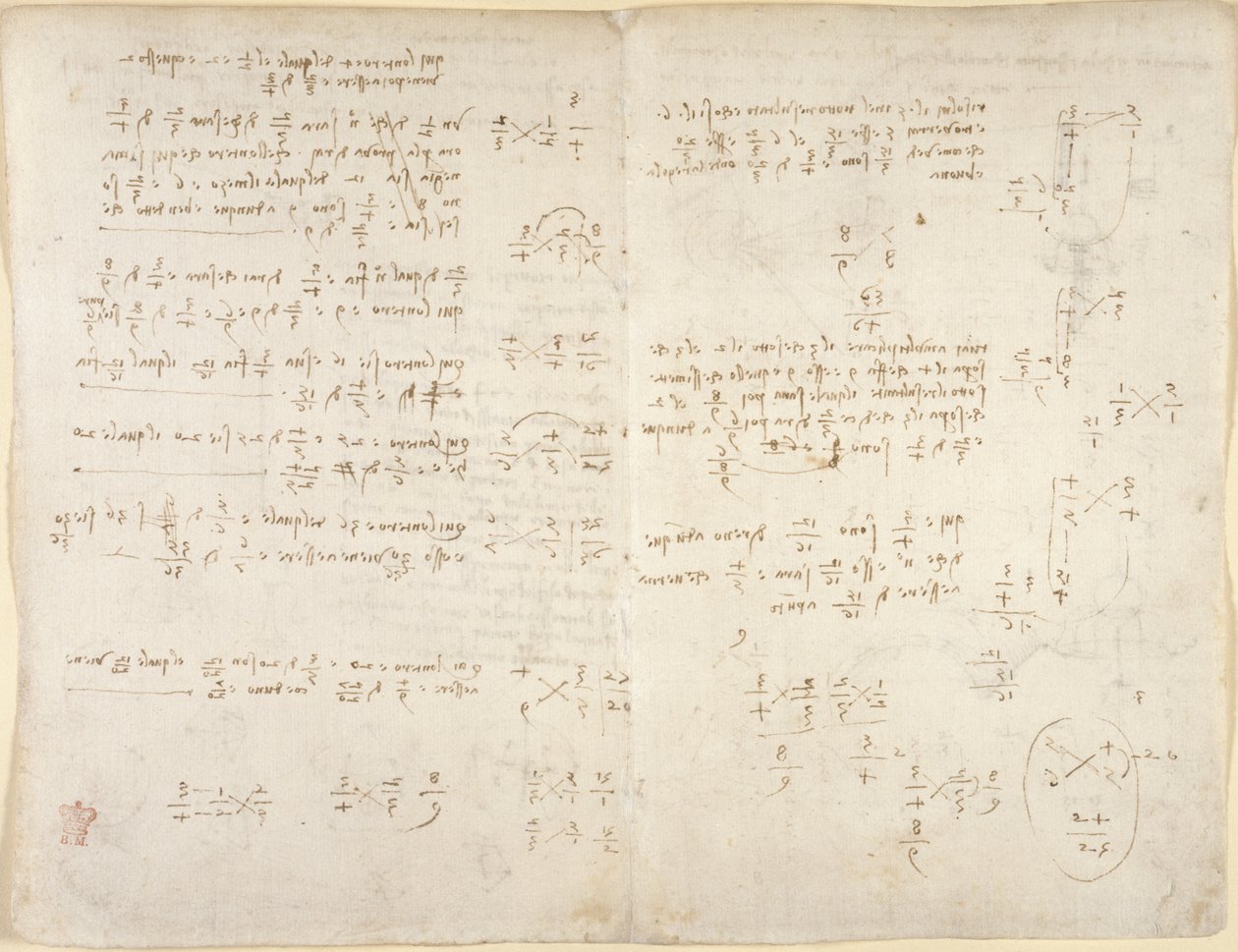 Arundel 263, f.220v, f.221, Notater; matematiske beregninger, fra 