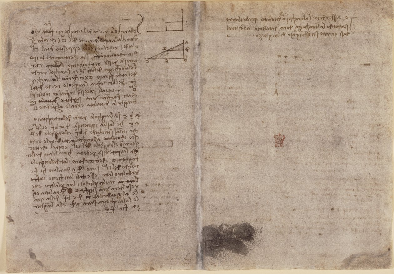 Arundel 263, f.245v, f.246r, Notater om geometri (ca. 1518) fra 