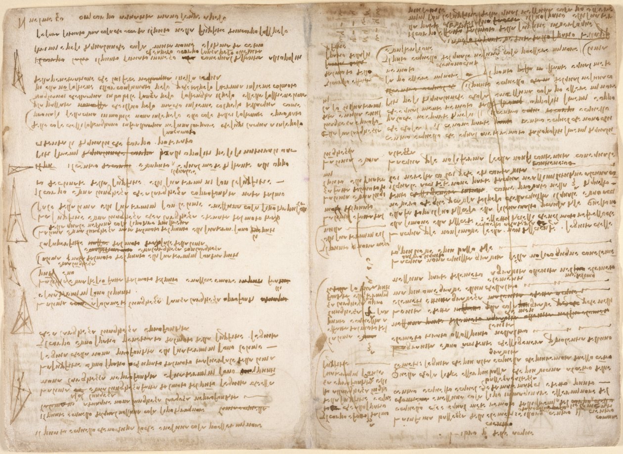 Arundel 263, f.267v, f.266, Notater og diagrammer om den matematiske definisjonen av punkt, linje og område, for 