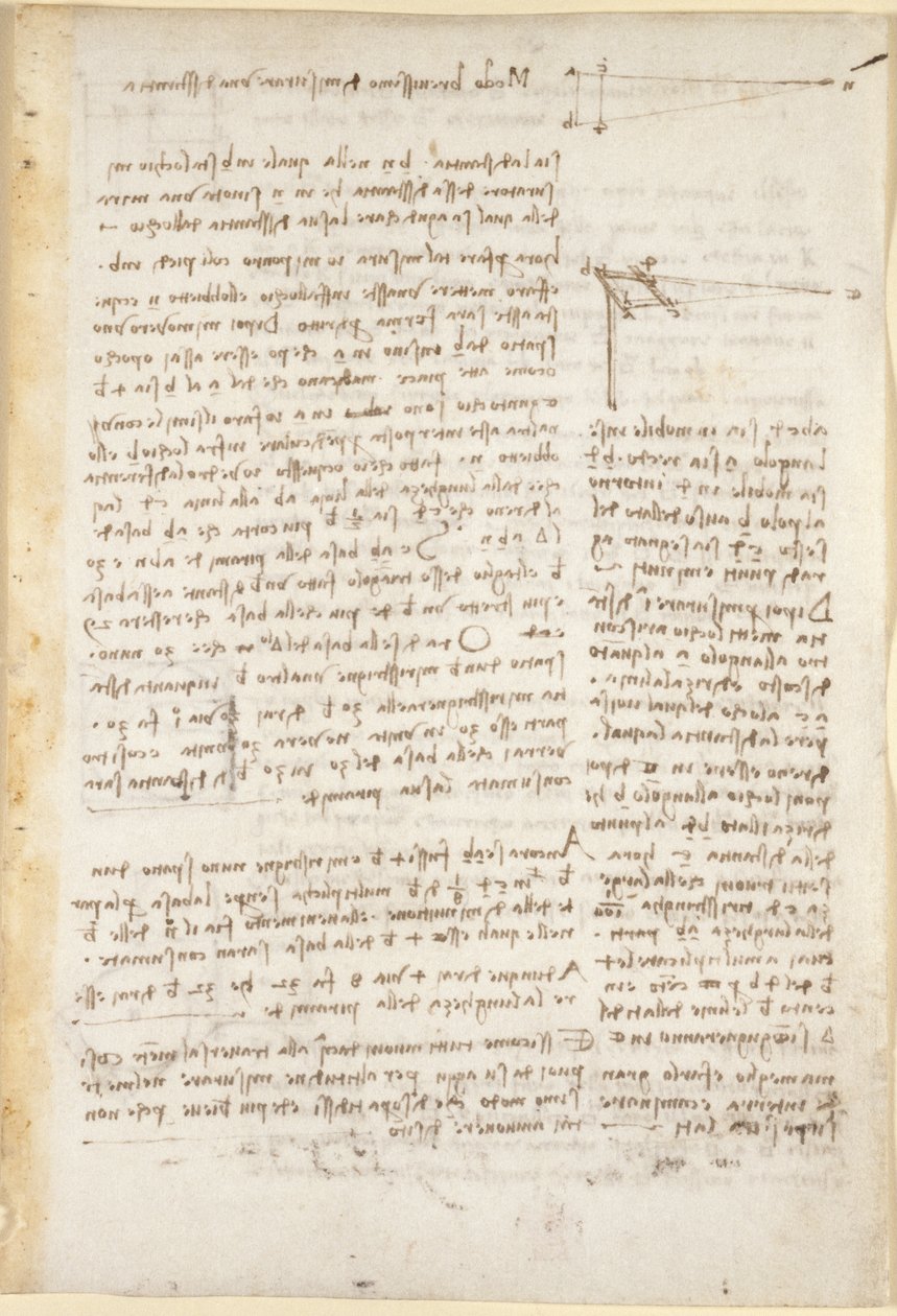 Arundel 263, f.26 Notater og diagrammer om en stenografimetode for å måle avstander, fra 