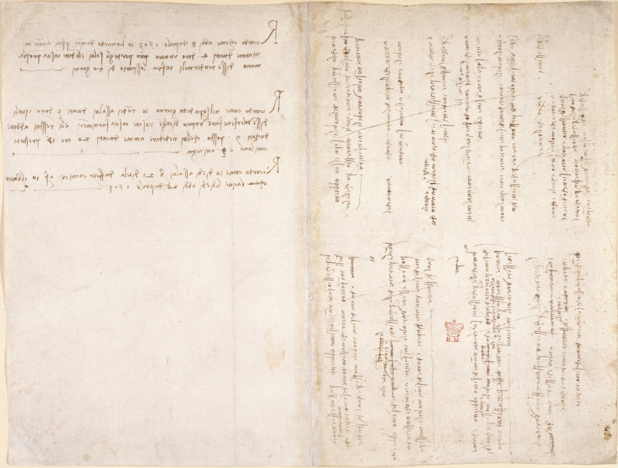 Arundel 263, ff.229v, f.226 Leonardo da Vincis notater fra 