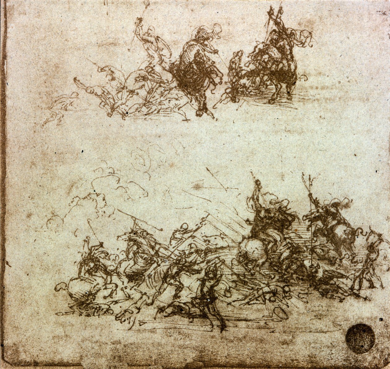 Battle of Horsemen-studie for slaget ved Anghiari av Leonardo da Vinci