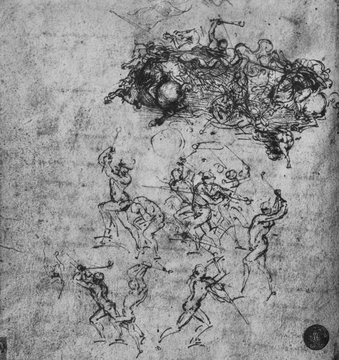 Slaget om ryttere og fotsoldater, c1480 1945 av Leonardo da Vinci